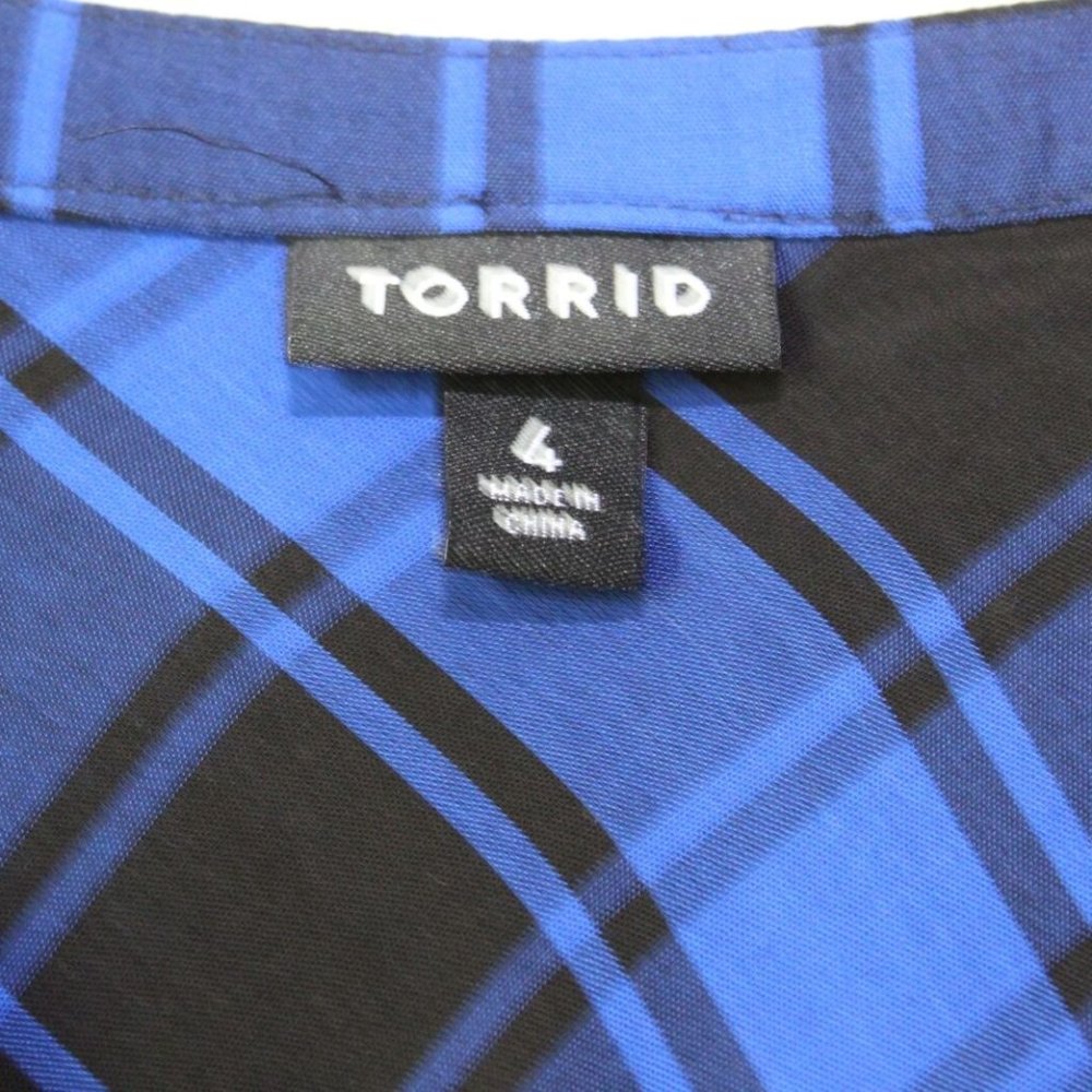 Torrid Buffalo Plaid Long Sleeve Button Babydoll Tunic Top Plus Size 4 4X H13413 - Picture 4 of 11